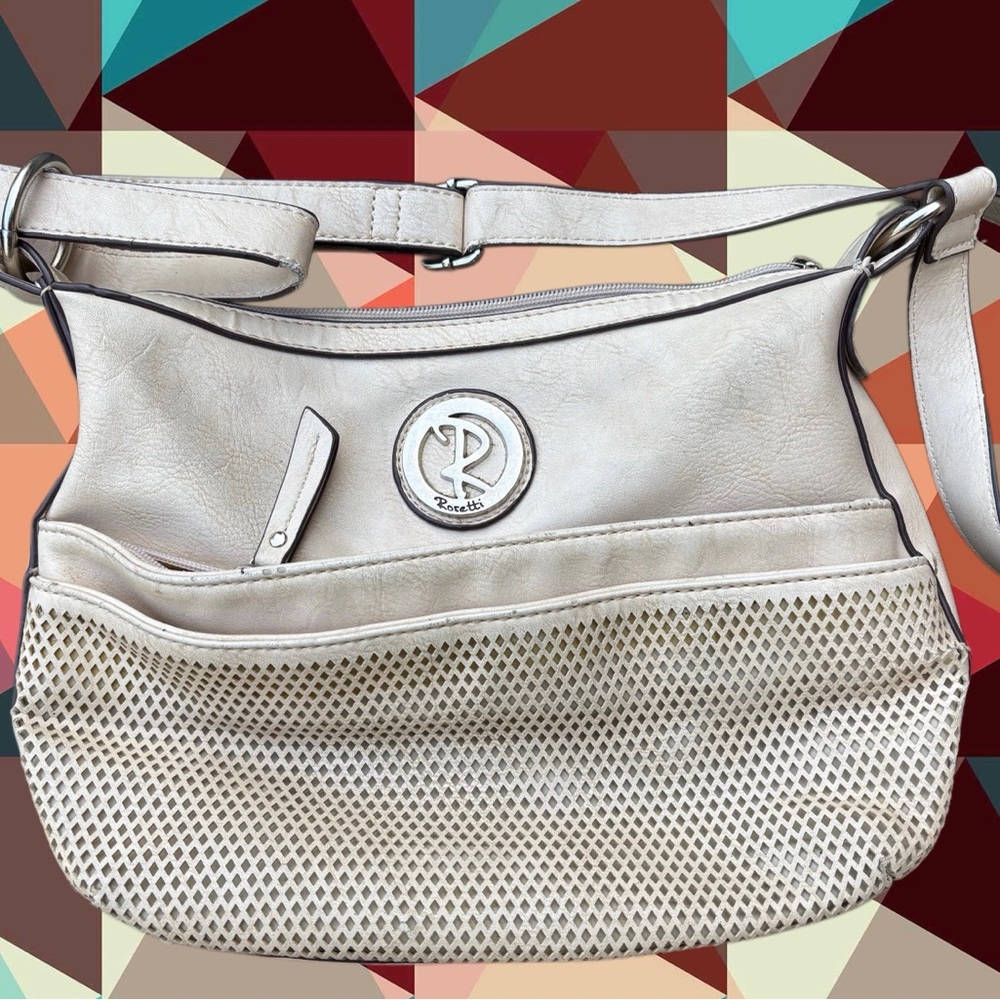 Rosetti Cream Crossbody Bag with Mesh Detail